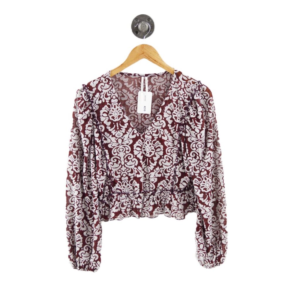 Anthropologie Embroidered Sheer L/S Blouse #210-3